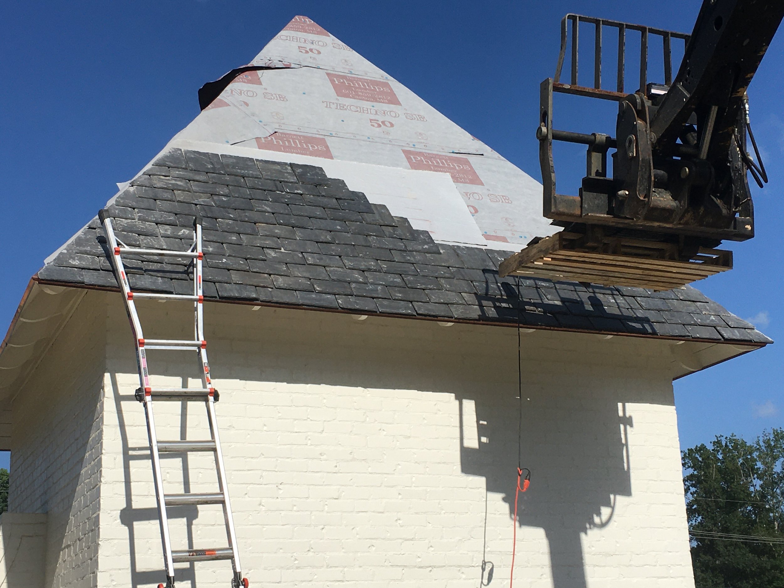 Construction Progress (Slate Roof Installation)