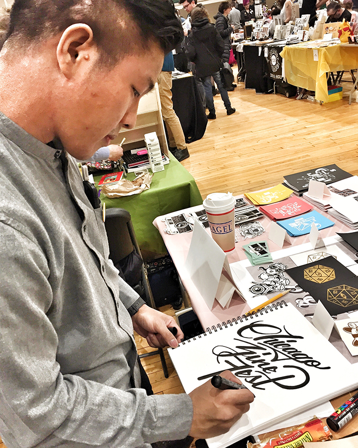 My table partner, Jonathan Jardin - artist, graphic designer and letterer extraordinaire!