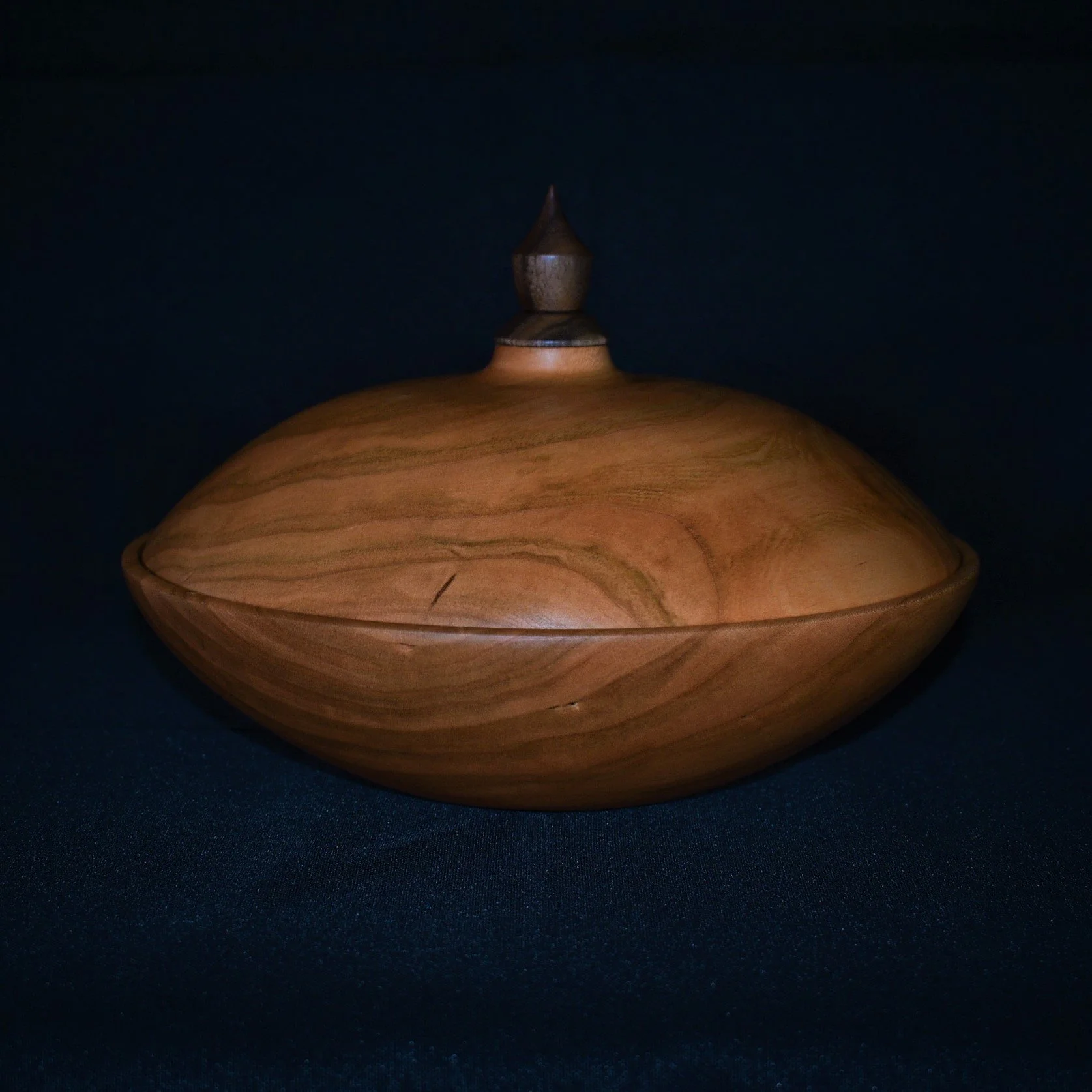 Cherry Covered Bowl with Walnut Finial.JPG