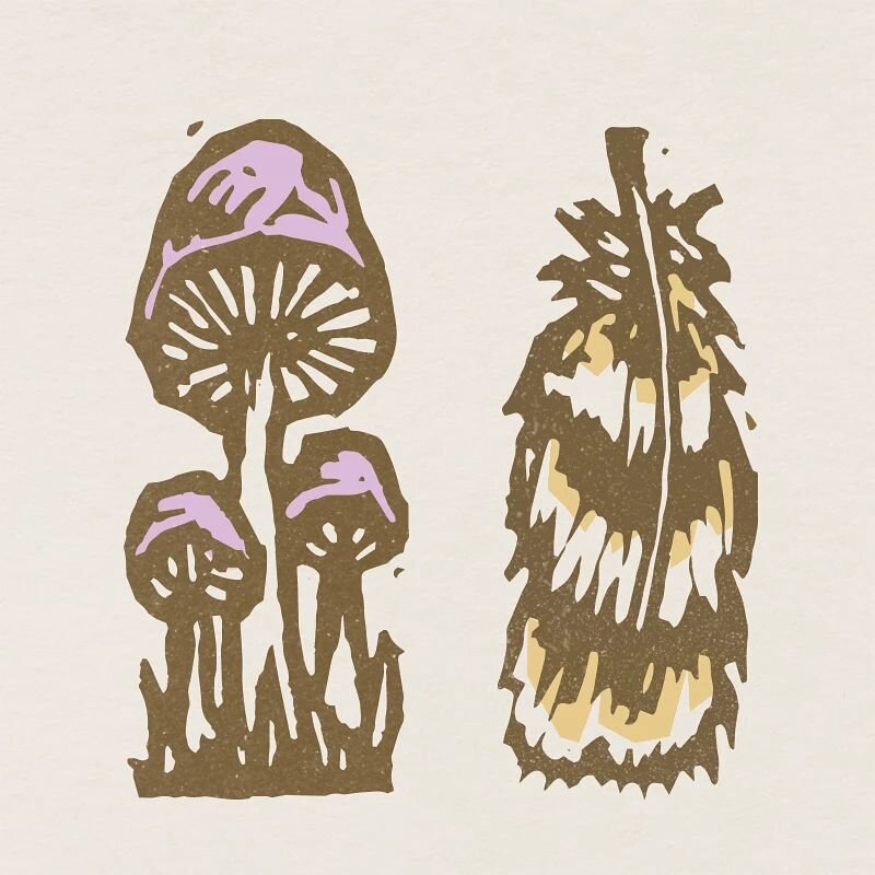 Making some mini print designs for an upcoming workshop with @silverwoodpark ! 🌱🍄