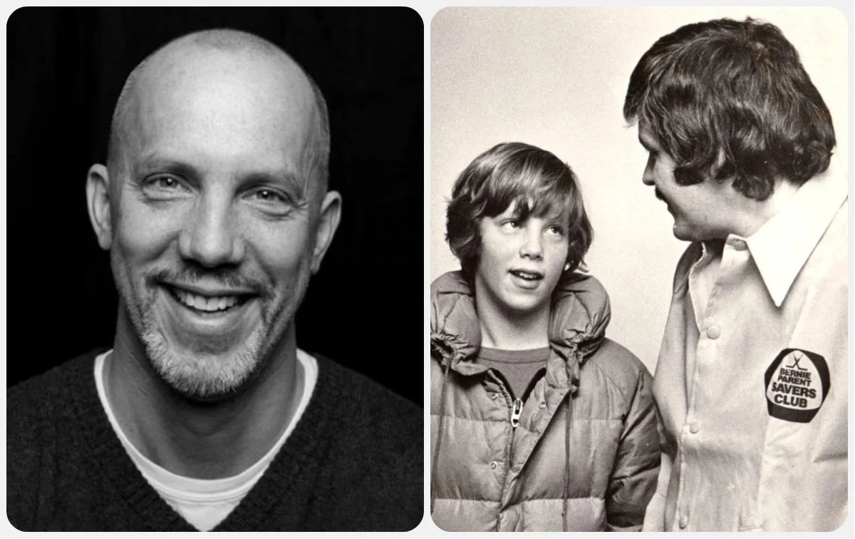 Left: My hero, Matt Lindley. Right: Matt meeting his hero Bernie Parent.