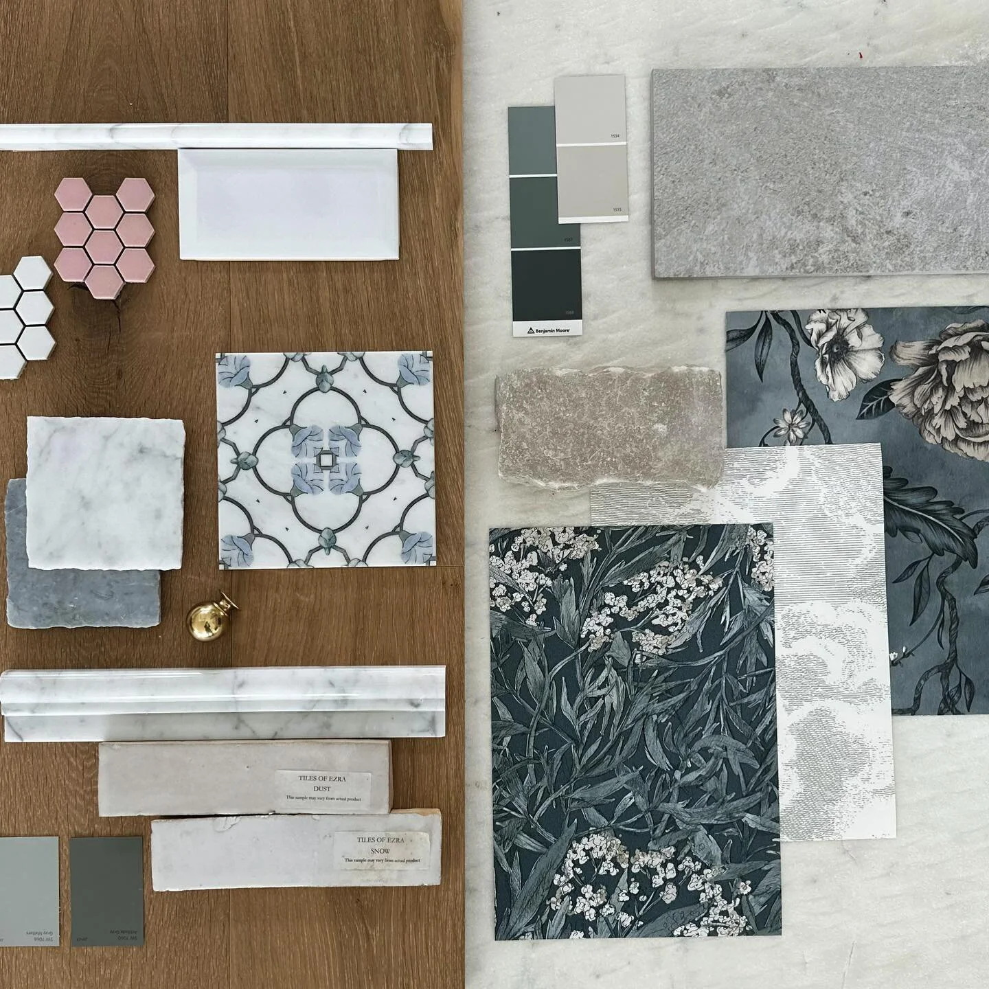 Lots of pretty samples for an upcoming project. Which one&rsquo;s your favorite? #customhome #newbuild #europeantraditional