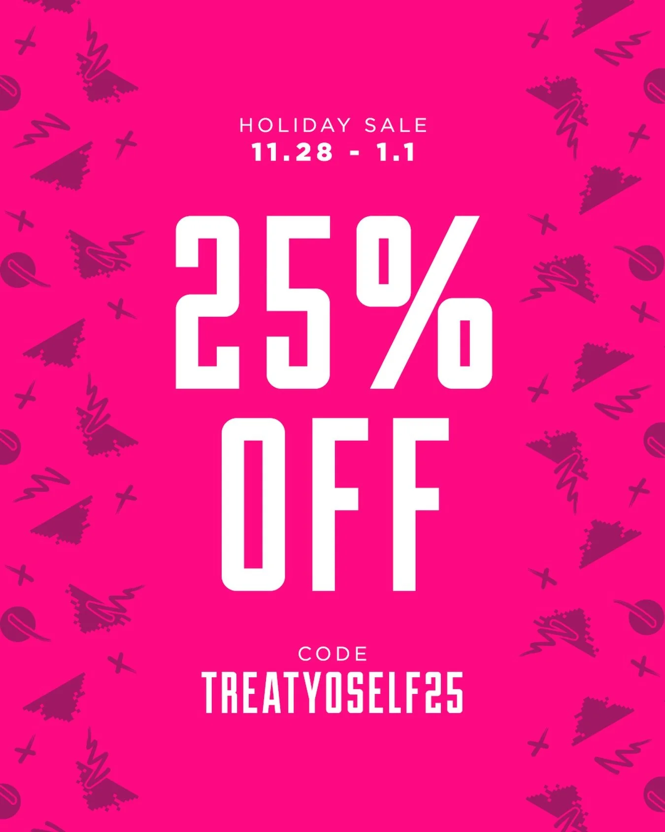 🥂✨HOLIDAY SALE ✨🥂⁠
⁠
Happy Holidays to all! 
Can you believe it&rsquo;s been another year, I can&rsquo;t 🫠
⁠
Thank you to all who get me and still follow the weirdness ❤️🥹

25% Off Everything | 11.28 - 1.1
Code: TREATYOSELF25