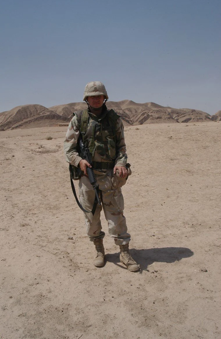 PFC Jason Phillips in Northeast Iraq with the 720th MP Battalion, August 2003.