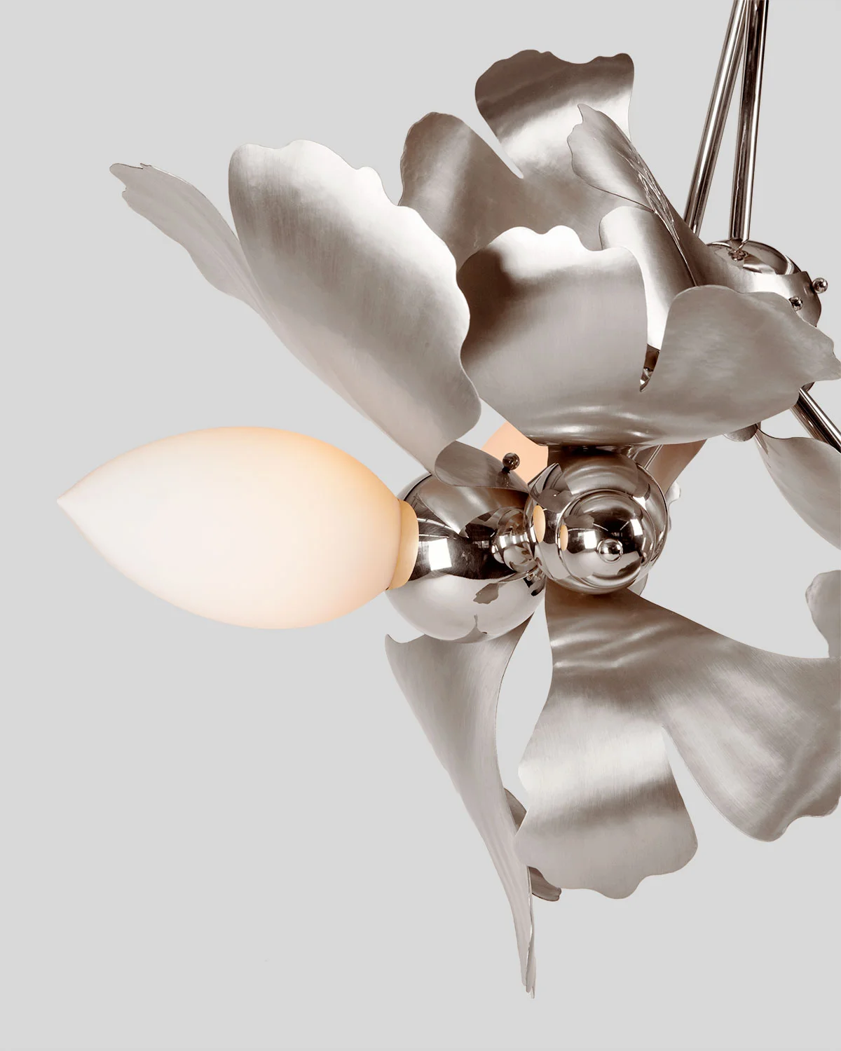 Brushed & polished nickel with milk glass