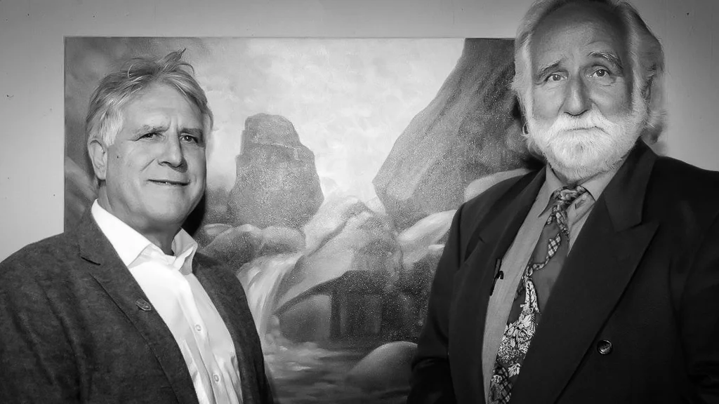 Gemeinsam mit dem Graphiker und Maler Peter Zahrt (rechts)
