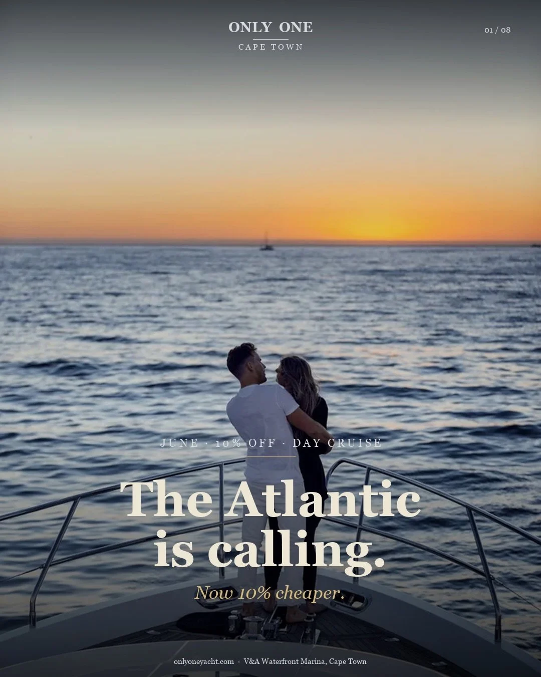 ☀️ Winter in Cape Town hits different from the deck of a private yacht.

10% off all day cruises - 3, 5 and 8 hours on the Atlantic, exclusively yours. Drinks flowing, crew on board, Table Mountain as your backdrop.

This is the winter special you di