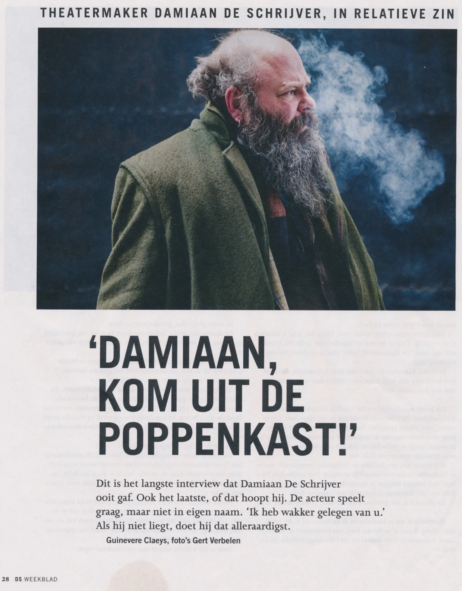 Briefje aan de loden jas van Damiaan de Schrijver