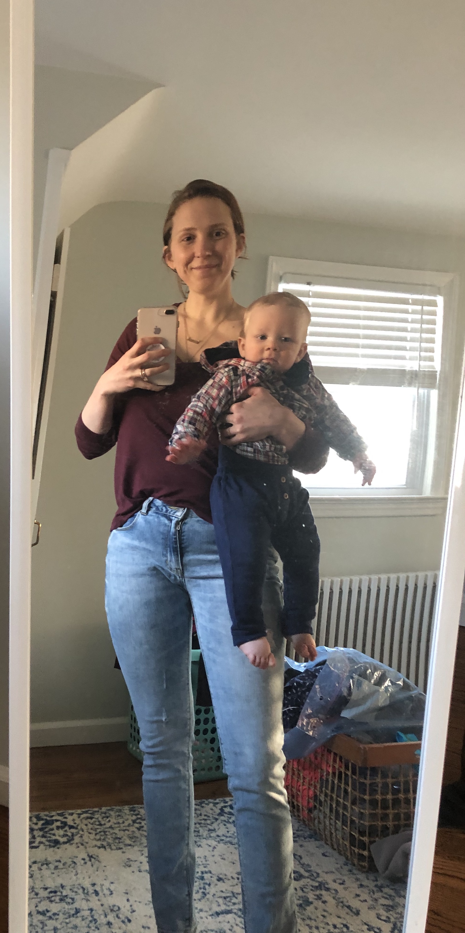 Since I’m being real, I figured I’d use this picture even though it was taken through a dirty mirror and there are piles of laundry in the background!