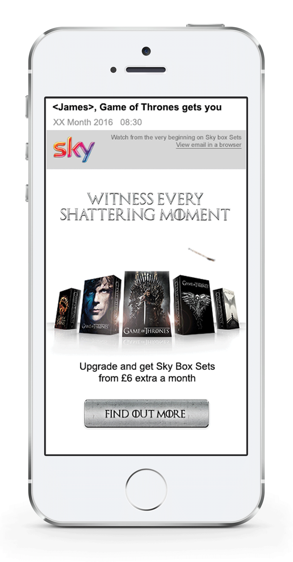 Game of Thrones Upgrade Email