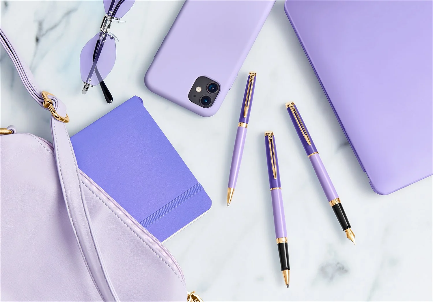 Handbag contents lifestyle shot