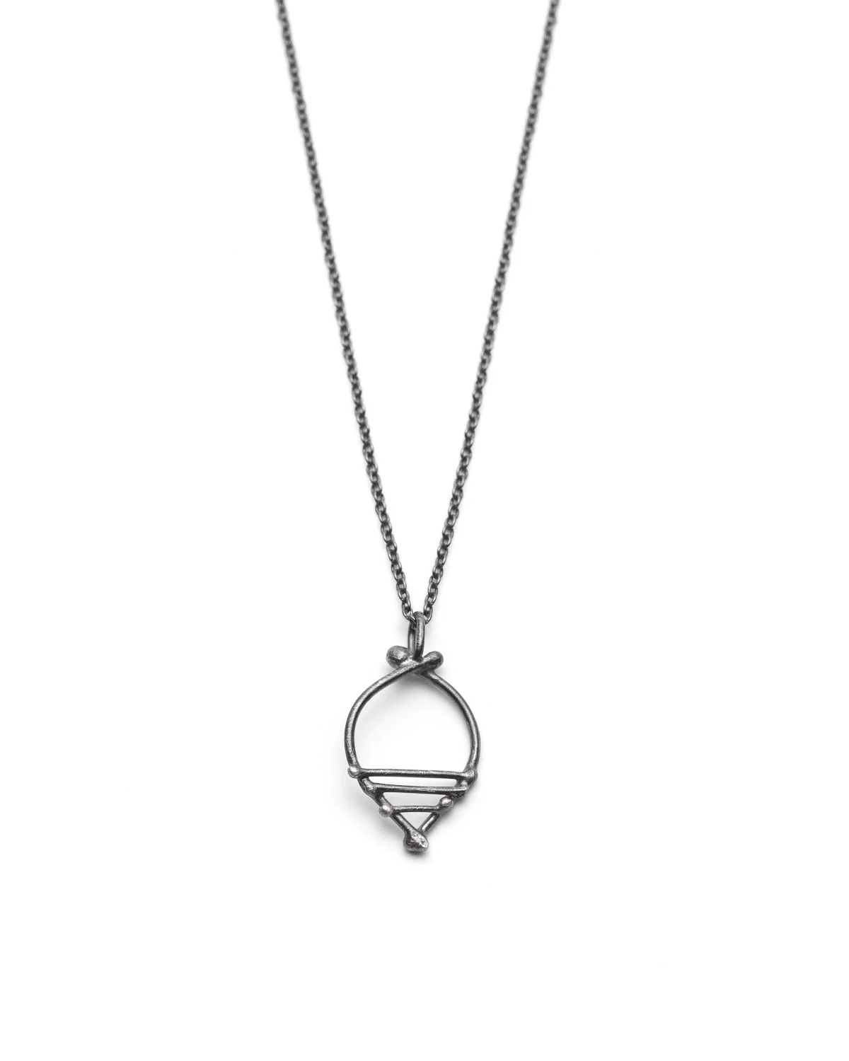Tiny oxidized silver necklace, delicate and light jewelry, leaf necklace from DNA line