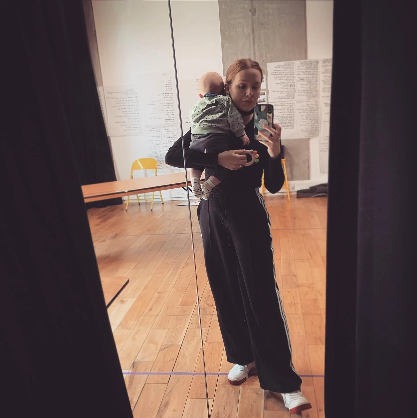 My new assistant.. (I grew him myself 💗✨) So psyched to be back in a rehearsal room. Thank you to my ace team at home and in the room for facilitating this huge step. #movementdirector #workingmama #theatremum