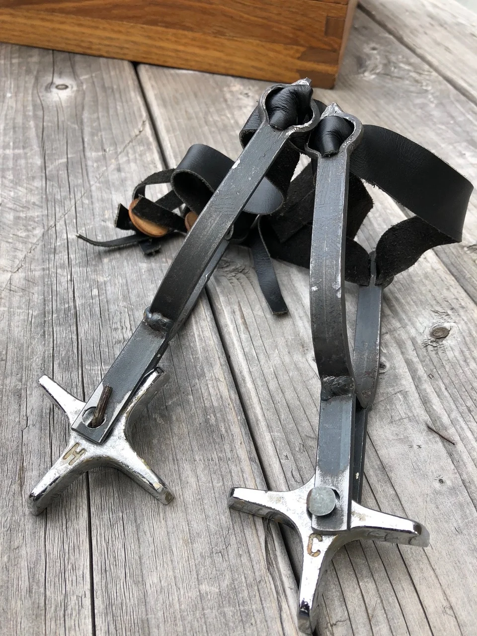 To make these handmade cowboy boot spurs I acquired the steel at Missco , a locally-owned steel supplier based in Hyattsville, MD. The leather was salvaged from Phillips Shoe Repair on Upshur Street in Washington, DC after that business closed thanks to a connection with a friend of mine at Furthermore . The tub taps came from a local architectural salvage store, Vintage House Parts and Radiators .