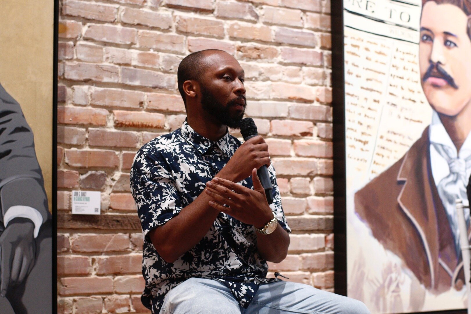  William Paul Thomas during the “Continuum of Change” Artist and Curator Talk.  Photo by Lindy Schoenborn.  