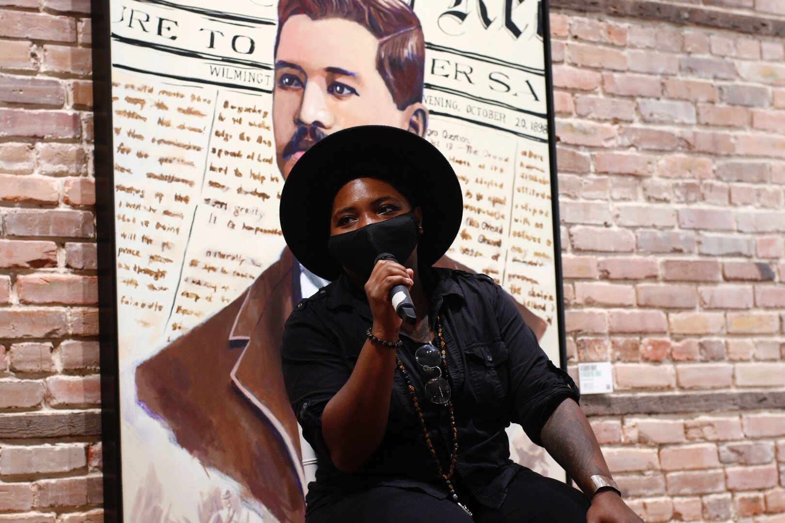  Sloane Siobhan during the “Continuum of Change” Artist and Curator Talk.  Photo by Lindy Schoenborn.  