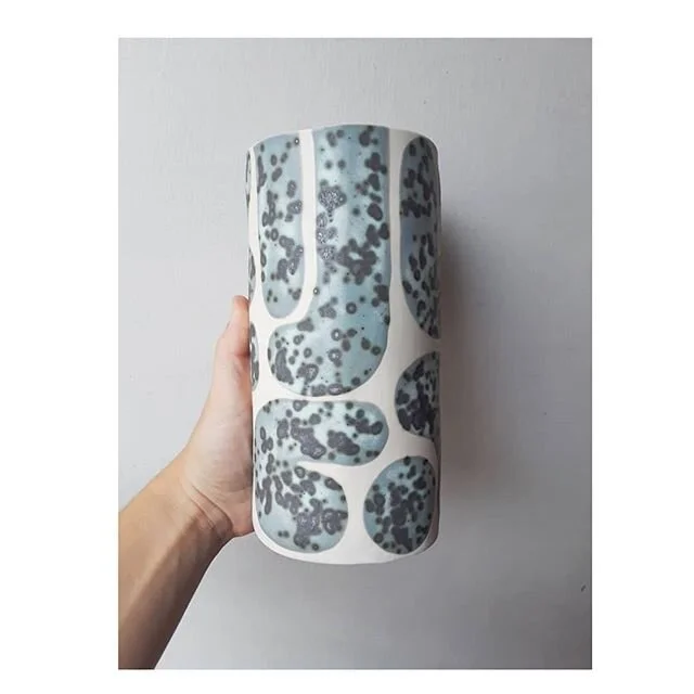 Another special order vase. Porcelain and moonscape. #curioisclay