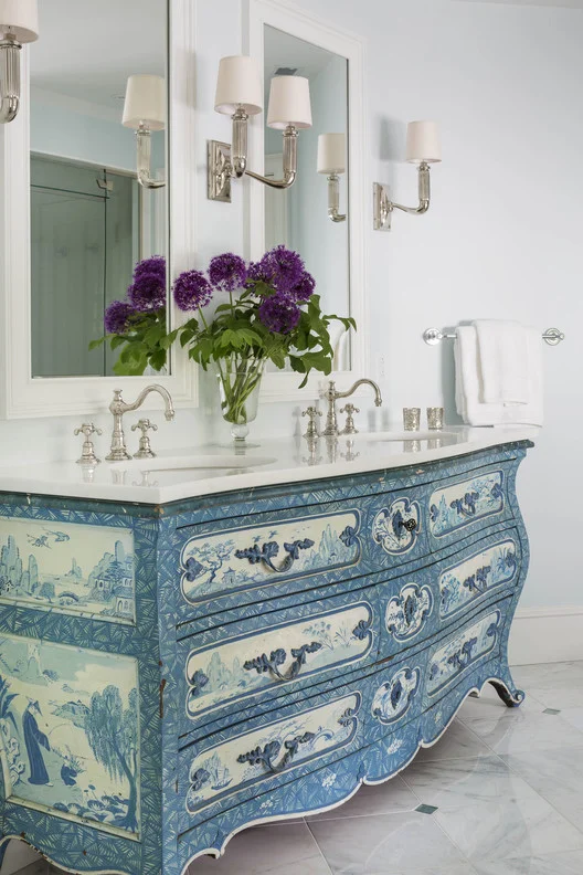 A repurposed Bombay Chest becomes a perfect vanity
