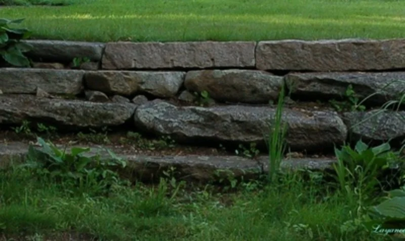Natural stone steps knitted into the landscape