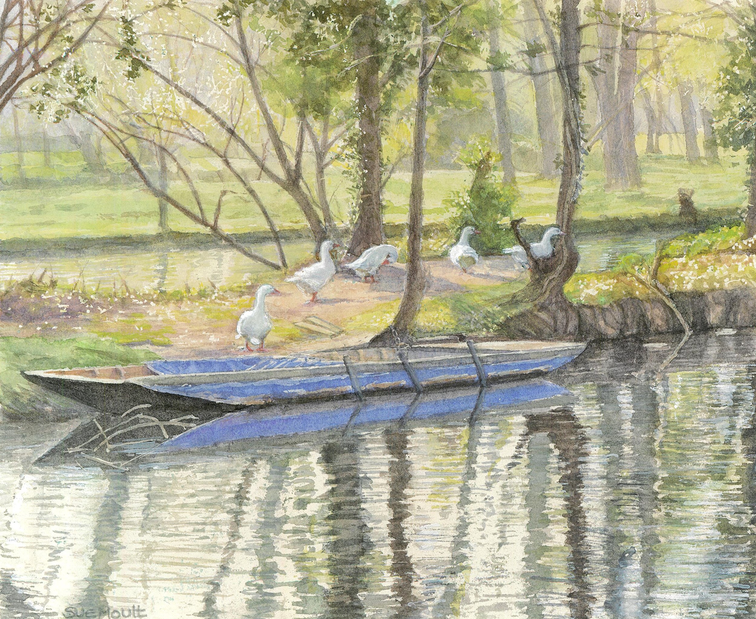 'Geese and Punt at Paradise' by Sue Moult