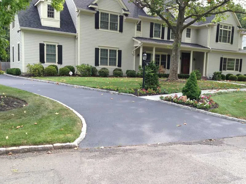 Blacktop Driveway with Belgian Block Curbing Westfield NJ