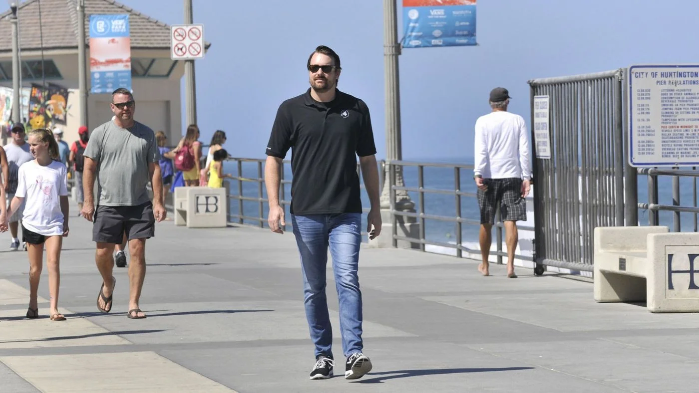 Huntington Beach resident Kevin Elliott, seen on the Huntington Beach Pier this week, is the new owner of the Great Pacific Airshow, formerly known as the Breitling Huntington Beach Airshow. (Photo by Mike Mullen)