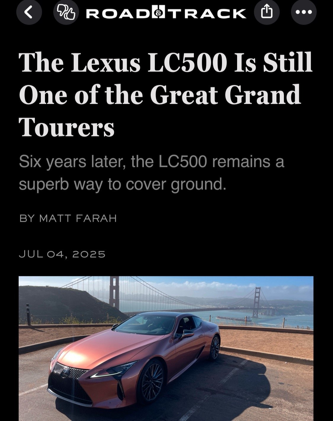 Some new writing for @roadandtrack I thought about the fact that Lexus was killing the LC500, while simultaneously I had the need to do a 1,300 mile road trip to scout our Seaside-to-Sierra event this fall. Not driving the LC500 anymore was unaccepta