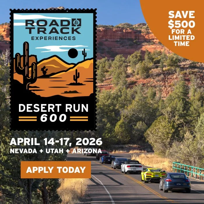 Come drive with me! @roadandtrack Experiences Desert Run 600 in April! We start at Las Vegas Motor Speedway for a full day of lapping, then the night on the strip. We drive to Zion National Park the fun way, then to Sedona, and finally finish in Scot