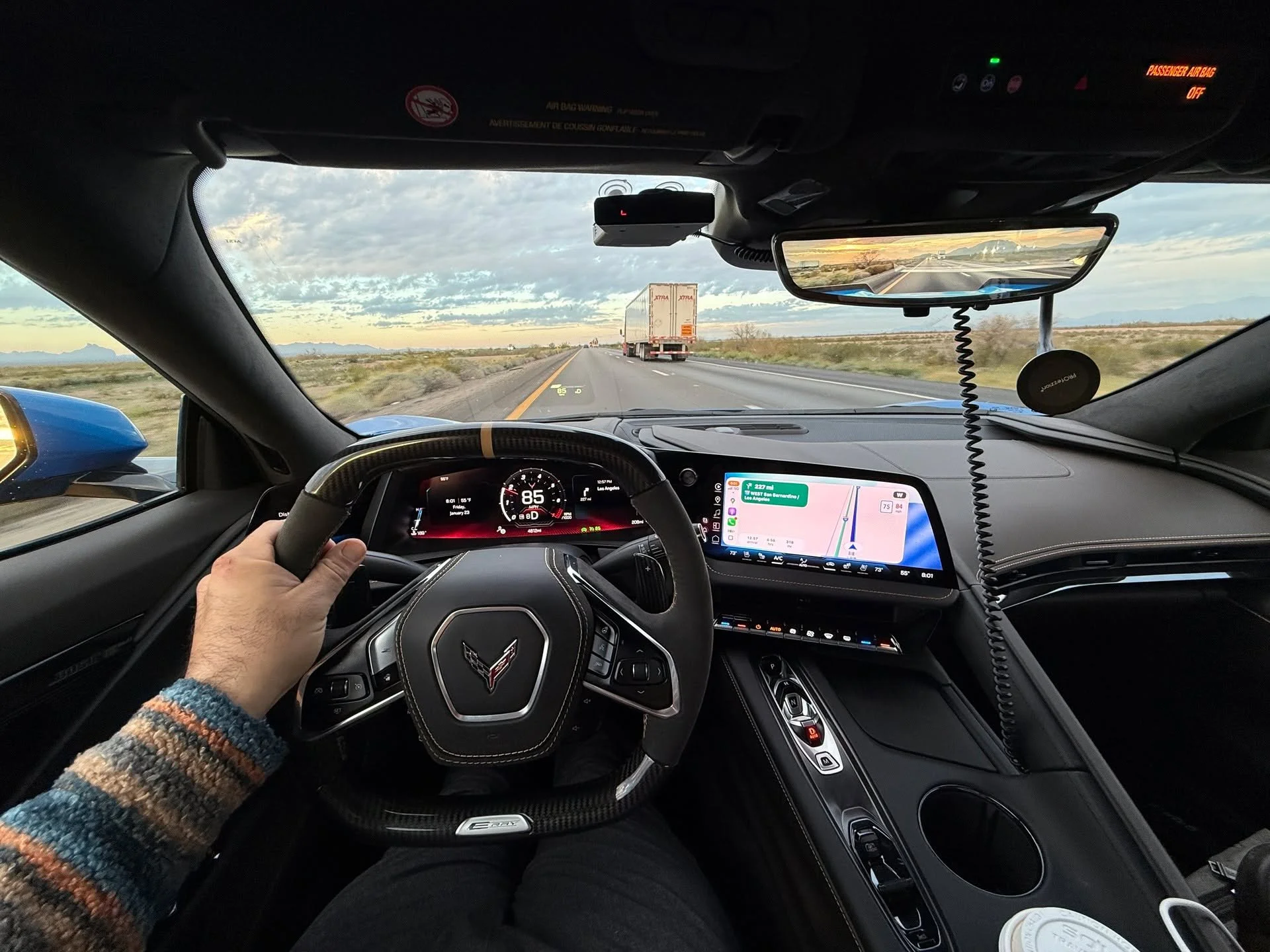 This week on the podcast, 1400 miles in 4 days, solo, living out of a Corvette E-Ray while scouting the @roadandtrack Desert 600! This route is so beautiful, even the silly digital rearview mirror looks great!