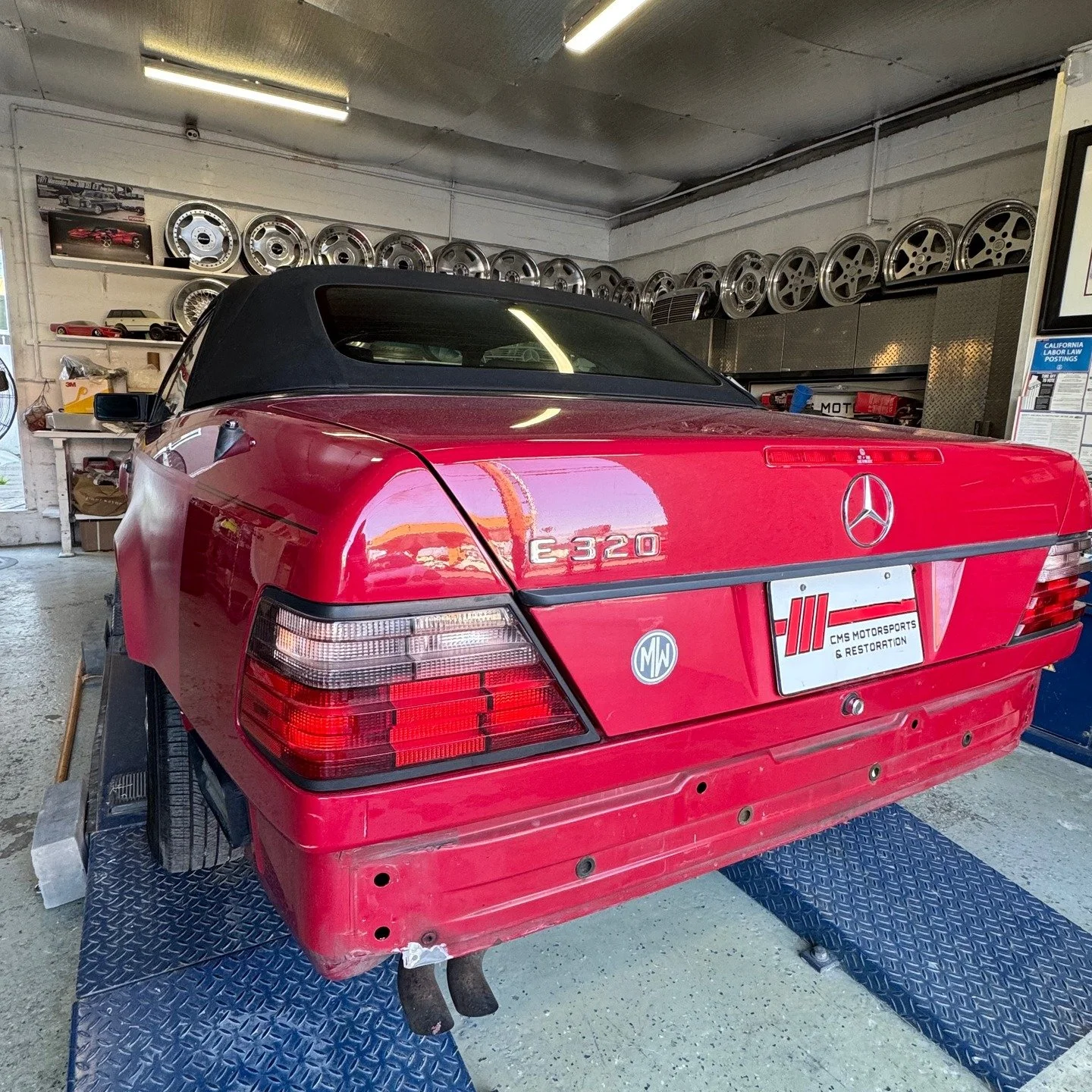 now that @cms_motorsports has completed the handmade metal E500 fenders, time to ship the old girl down to @kwiekclassics in TN for a complete powertrain swap!