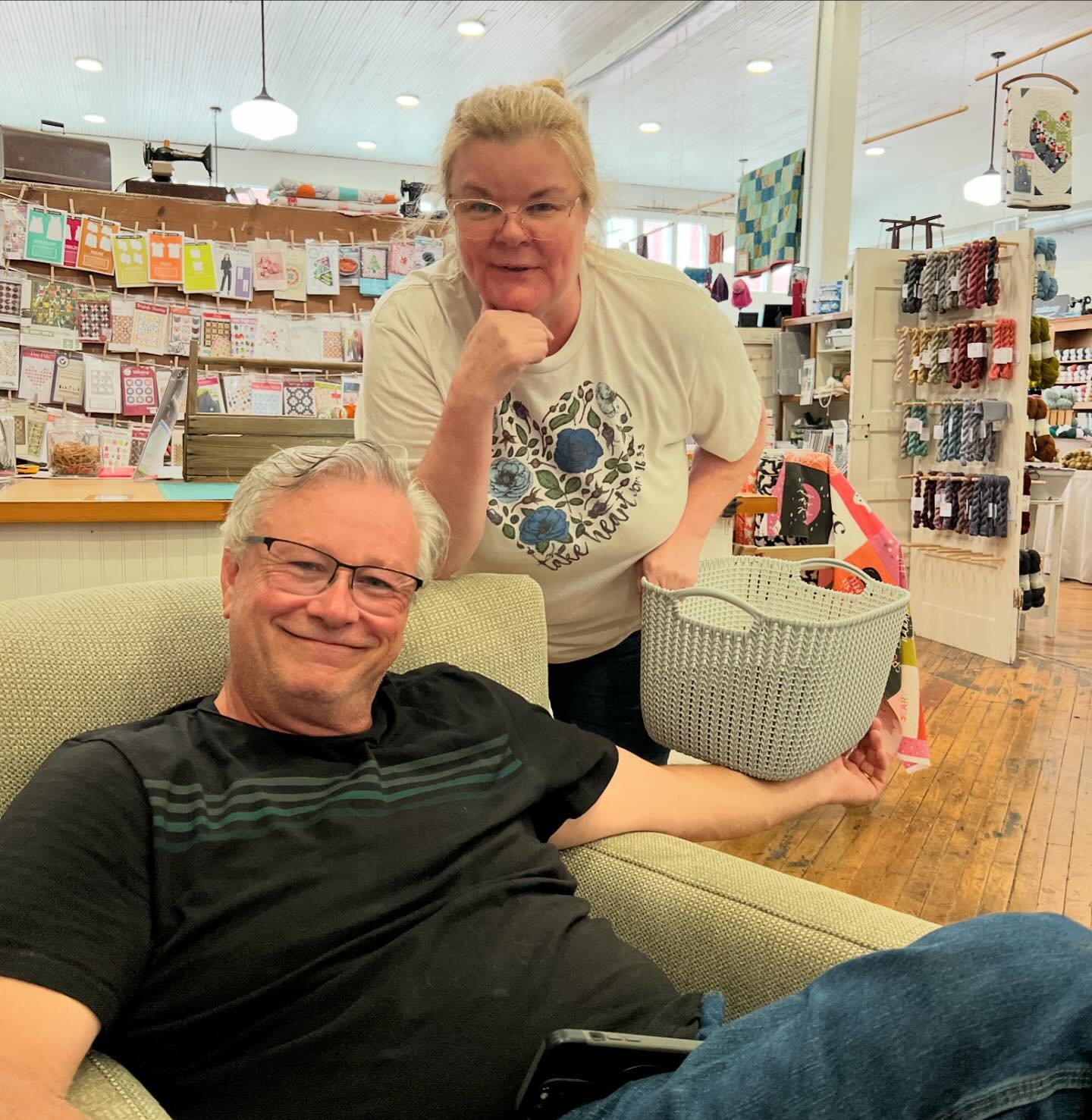 Jill and Michael made their way across the south on a train for Jill&rsquo;s birthday, and stopped at the shop on their way back home. Thanks to all the spouses that encourage their better halves in their love of fiber!!! We really enjoyed chatting w