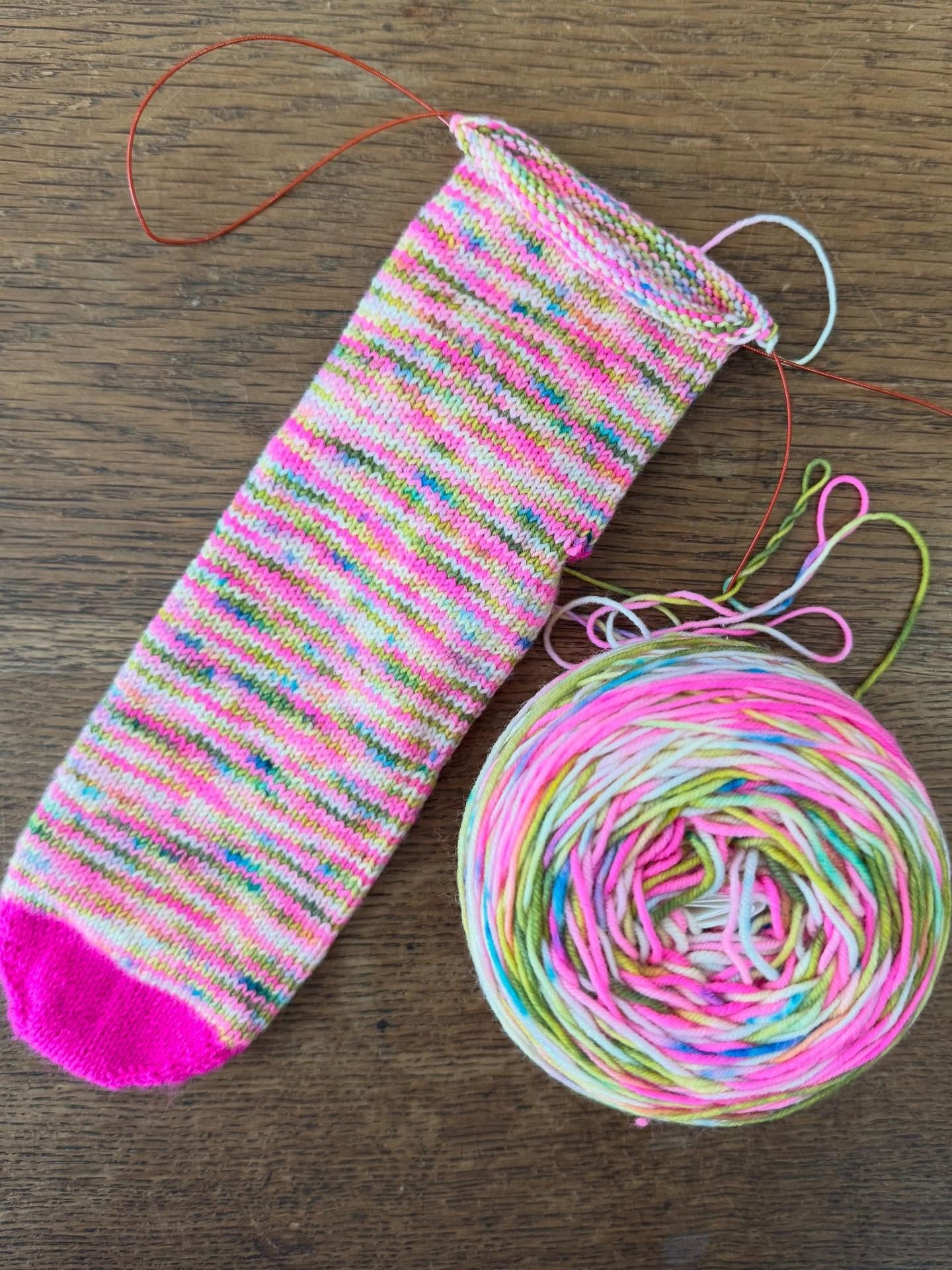 Sharing Melissa&rsquo;s sock progress &mdash; using @honeyhillyarn Favorite Sock. Come take a peek at all the stunning Dye Practice skeins that Ginger has been bringing to the shop!  These are one-of-a-kind colors for a special project. 

Favorite So