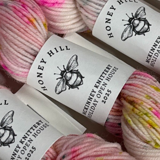 Another little Holiday Open House teaser!! 🧶🩷🎄

Can't wait to see y'all for the party this Friday, December 5, 5pm-7pm!! 
#honeyhillyarn #mckinneyknittery