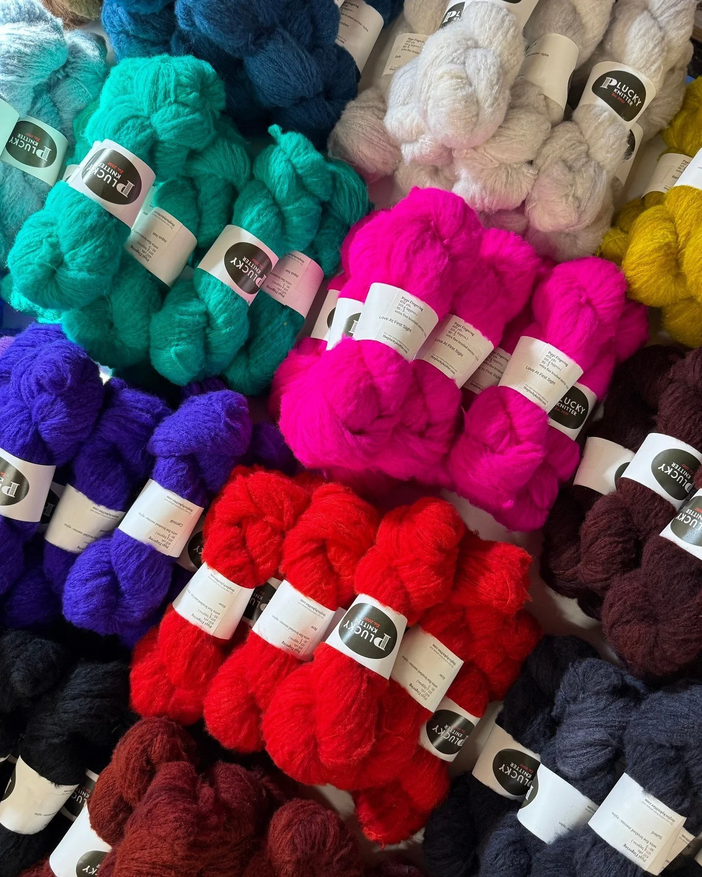 NEW PLUCKY KNITTER IS HERE -- Pippi Fingering!!

We are so excited to get this yarn on our needles...it is an airy, feather-light brushed merino yarn that feels soft and delicate at first glance but has surprising strength. Its fine brushed merino fi