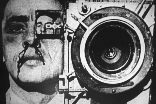 Paolo Gioli , The Perforated Cameraman , 1979, still from a black-and-white film, 9 minutes.