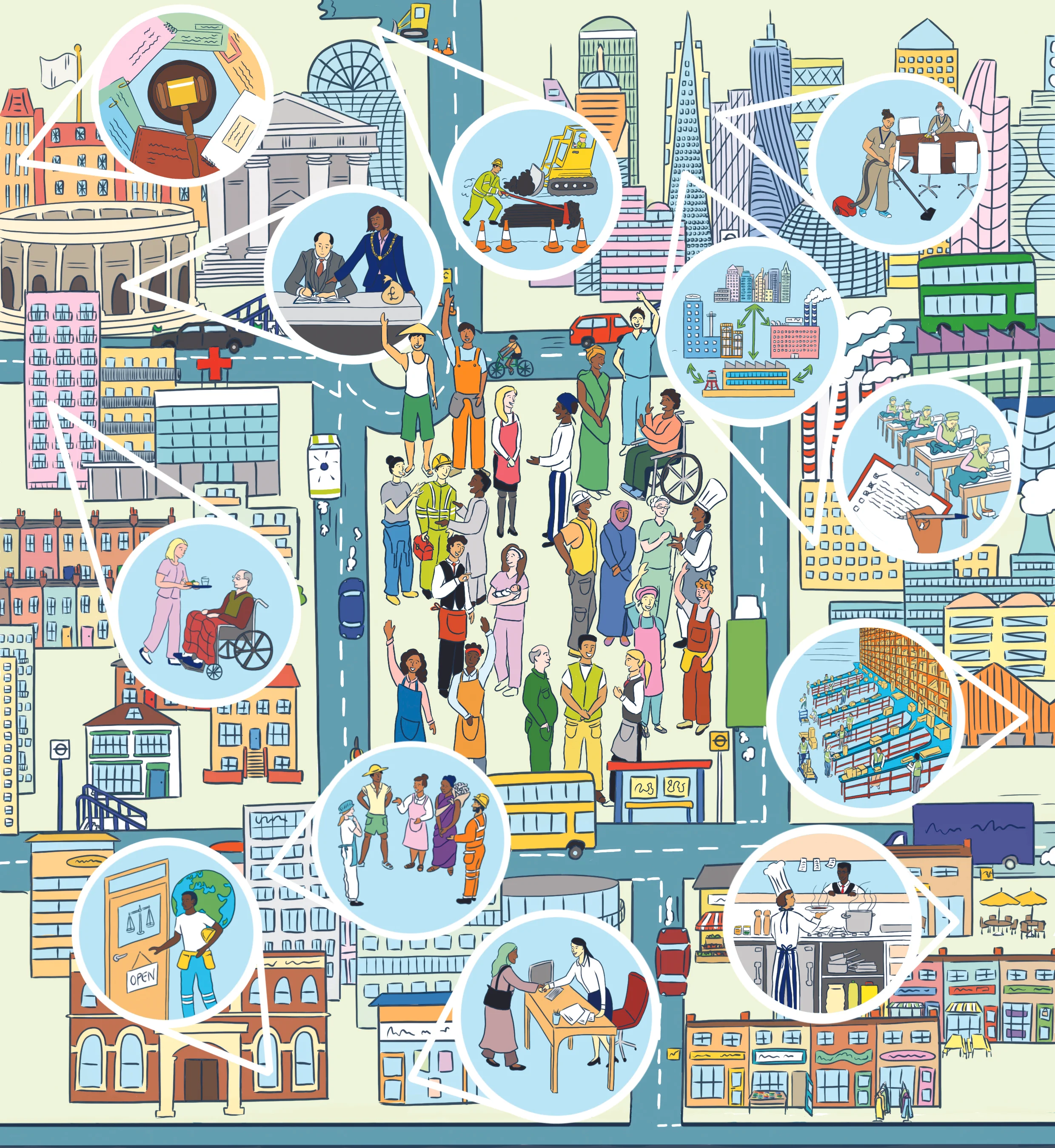 FLEX (Focus on Labour Exploitation) report cover illustration: 'Seeing through transparency: making corporate accountability work for workers'