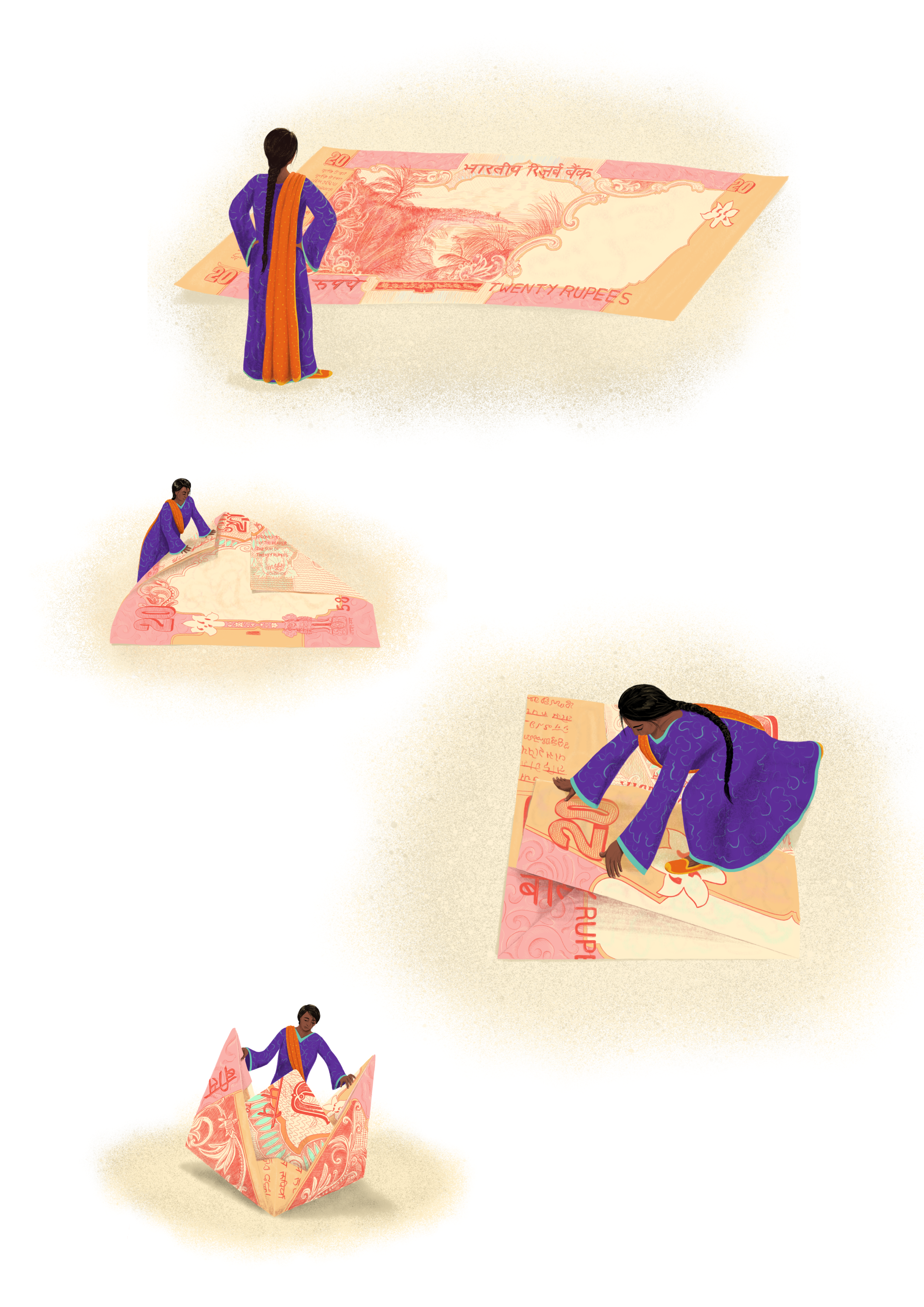 "What role could basic income play in the fight against unfree labour?" illustrations (2/3) for a debate hosted by Beyond Trafficking and Slavery, Sept. 2019