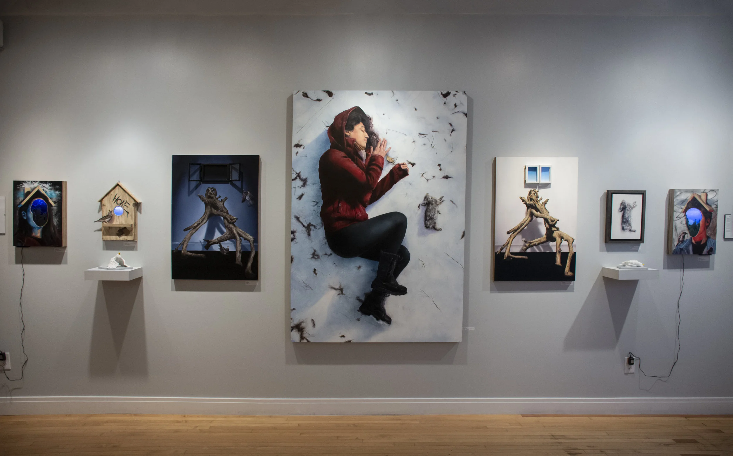 Install from Vertical Galleries “Counterparts” featuring Chicago Artists Joseph Renda Jr, Crop, and Pizza in the Rain