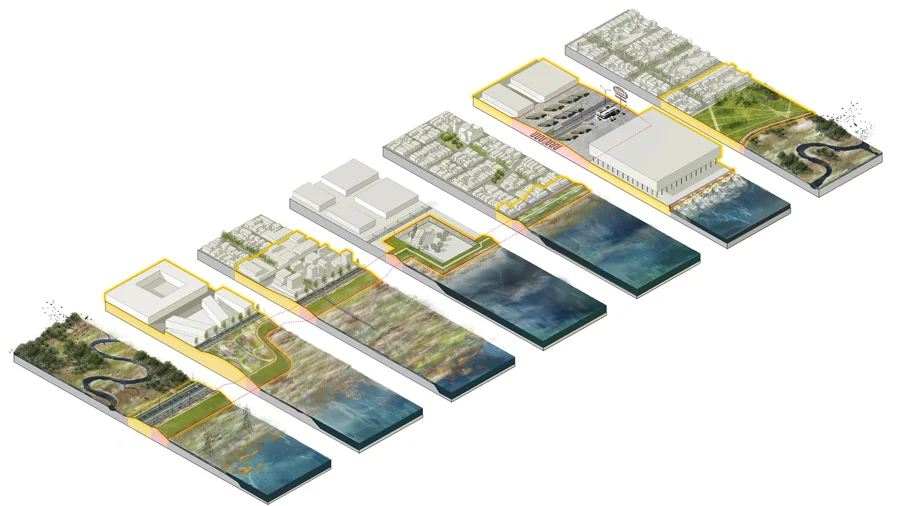 "New Meadowlands" concepts for waterfront resilience strategies. Image: MIT CAU + ZUS + URBANISTEN