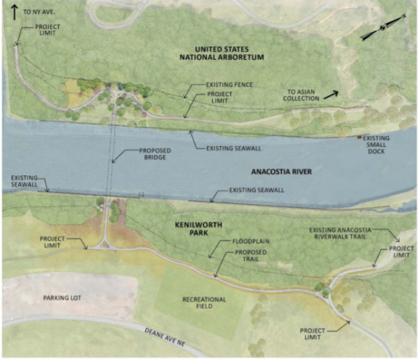 If DDOT builds the new pedestrian bridge from the Landscape Arboretum to Kenilworth Park, what happens if the remediation plan for Kenilworth Park calls for removal of material where the bridge lands or the plan for future use of the site doesn’t line up with the bridge location?