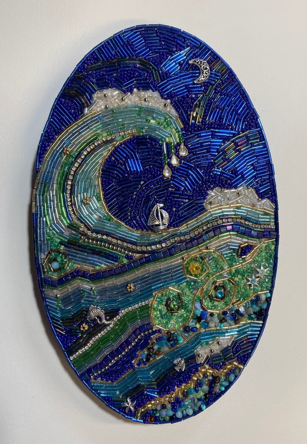 Oval Wave Mosaic (Glass Bead Work) — CM Creations