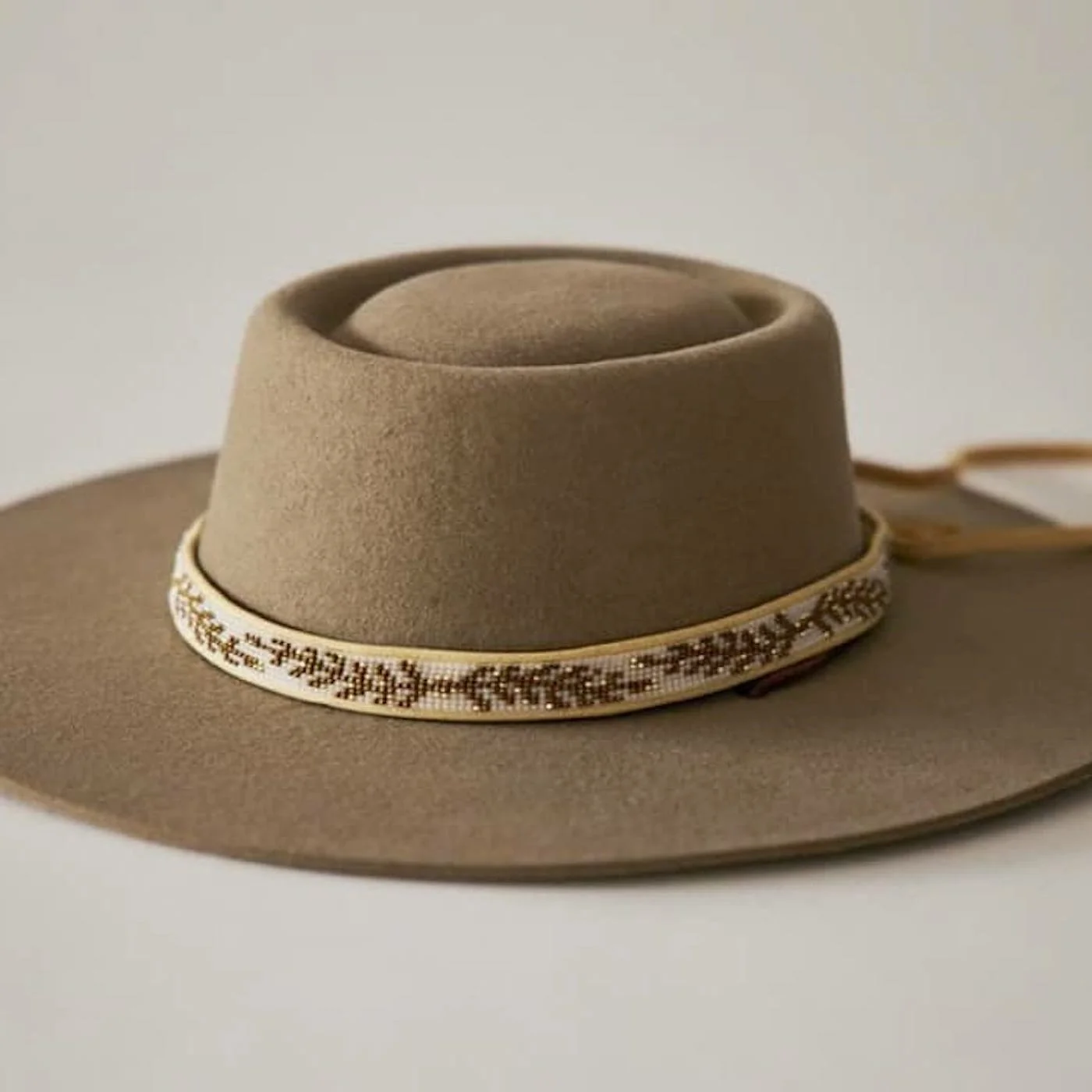 Dancing Leaf Hat Band &amp; Diamondback Fringe Bolo
✨ both will be added to the website next week ✨

Ft. loom-beaded detailing on natural colored, full grain deer leather. Harvested in Montana &amp; hand crafted by this one woman team in Denver. 🙃 

