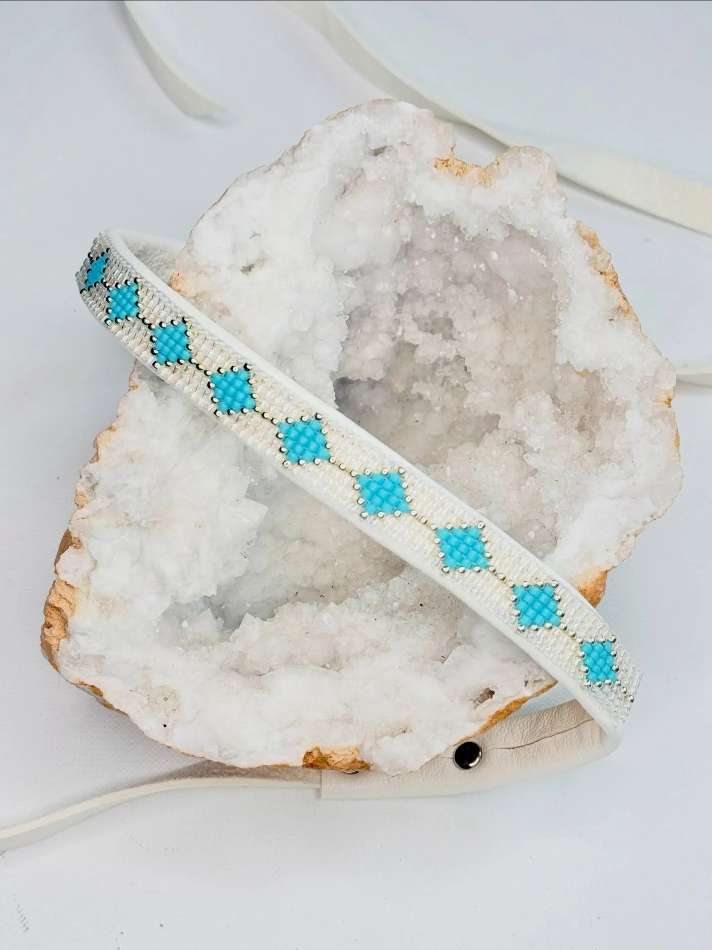 Currently obsessing over these turquoise beads I picked up directly from the #miyukibeads factory in Japan last fall. All of these are on my website if you want to take a peek 👀✨

Alsoooo I&rsquo;m plotting TWO new collections this year. I&rsquo;ve 