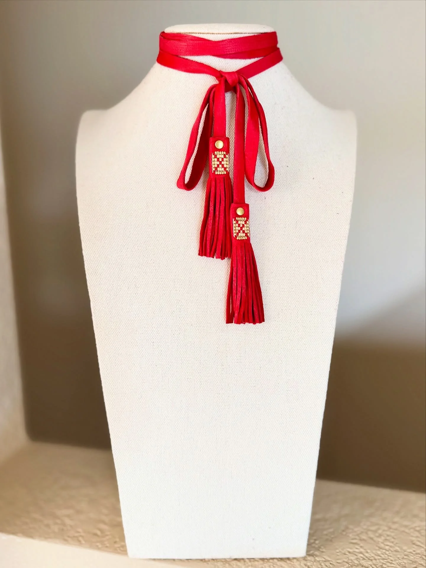 My friend, Ron, asked me to design this custom red tassel tie for him, and it inspired me to make a three piece set of beaded tassel ties to add to my upcoming collection &mdash; &ldquo;Devotion&rdquo; &mdash; that I&rsquo;ll be releasing this spring