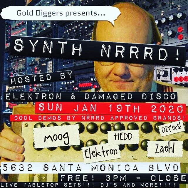 Today! Starts at 3! Gear in studios (3-9) and live electronic sets in club (5-late)... #synthesizer #modularsynthesizer #liveelectronicmusic #elektron #moog #zaehl #hedd #diy