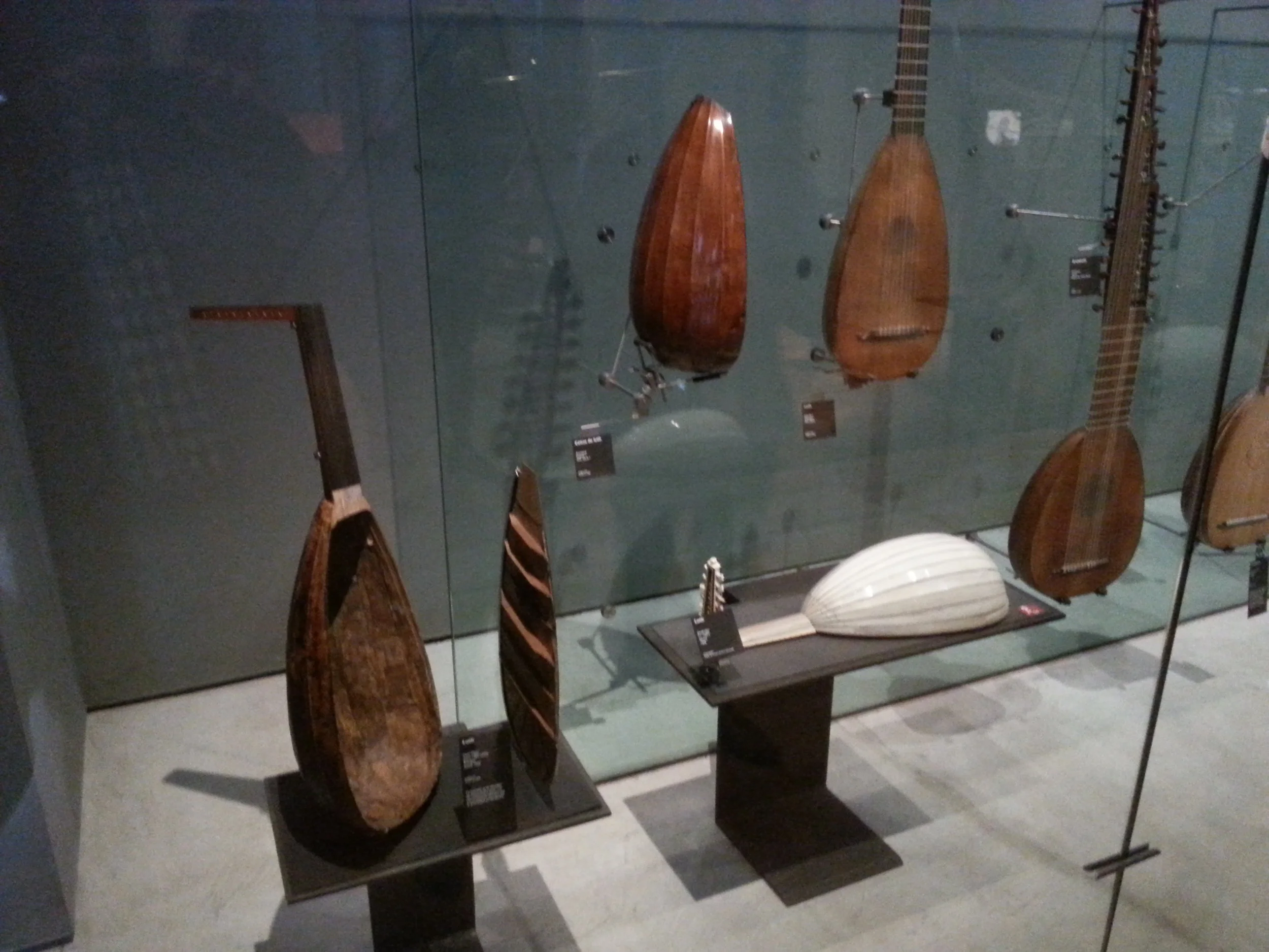 Many intresting lutes! The white one has a body made of Ivory!