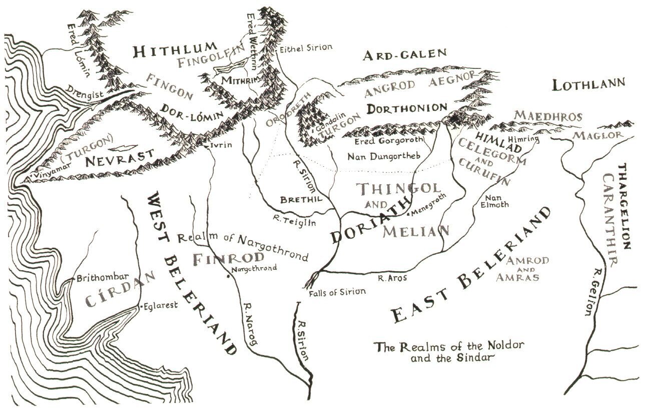 Map of Beleriand (Usefull when reading Silmarillon or tolkien books) Made  w/ Inkarnate. Thanks : r/TheSilmarillion