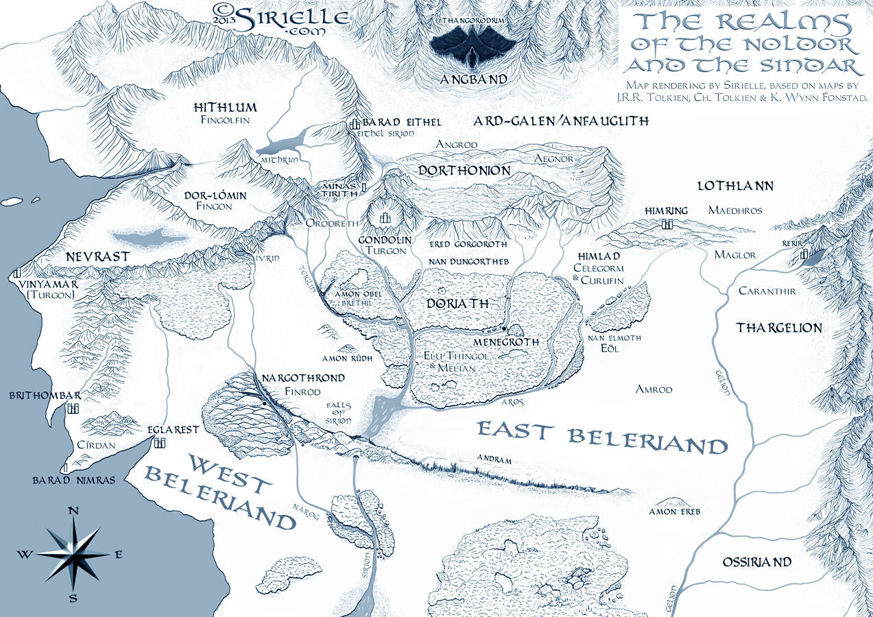 Beleriand  Silmarillion map, Tolkien, Middle earth