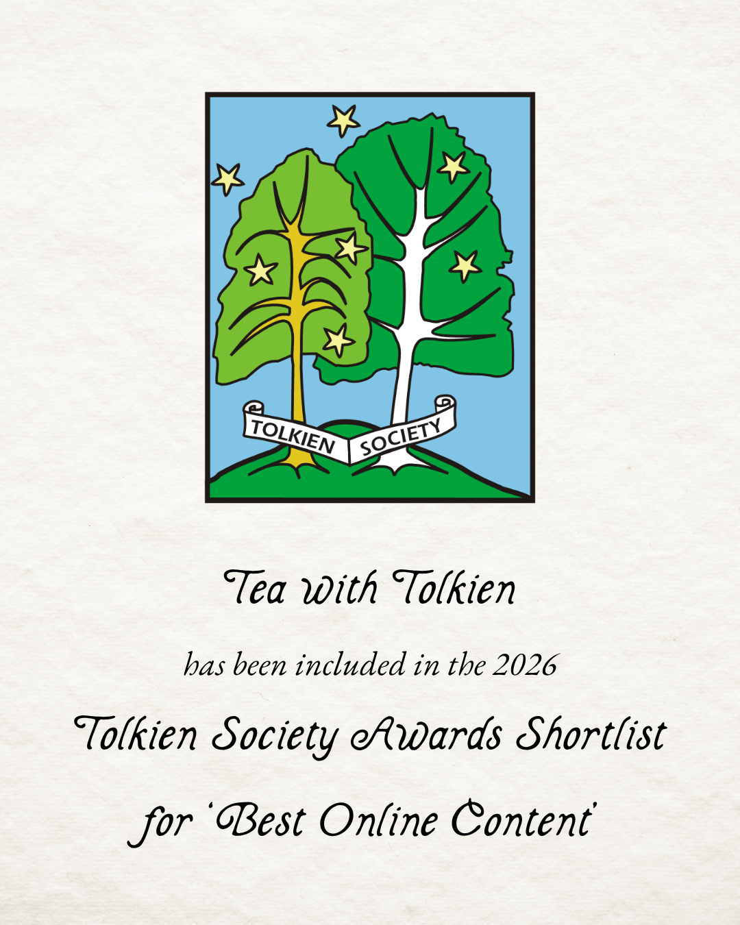 Tolkien Tea Tea with Tolkien has been shortlisted for the 2026 Tolkien Society ...