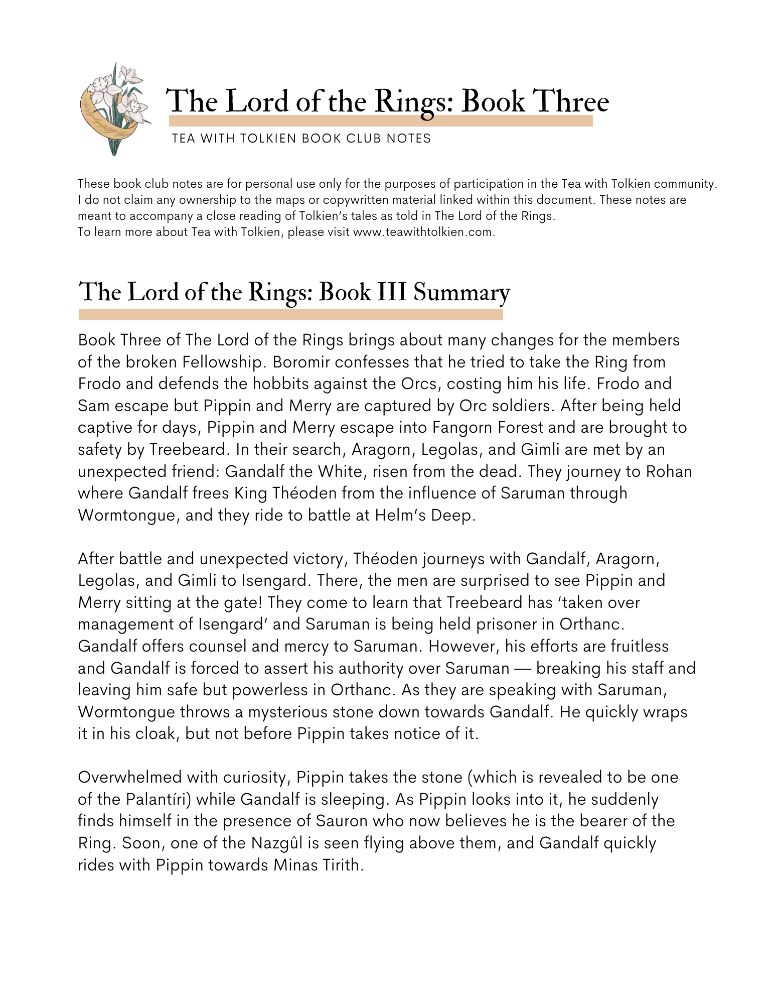 The Lord of the Rings Chapter Summaries